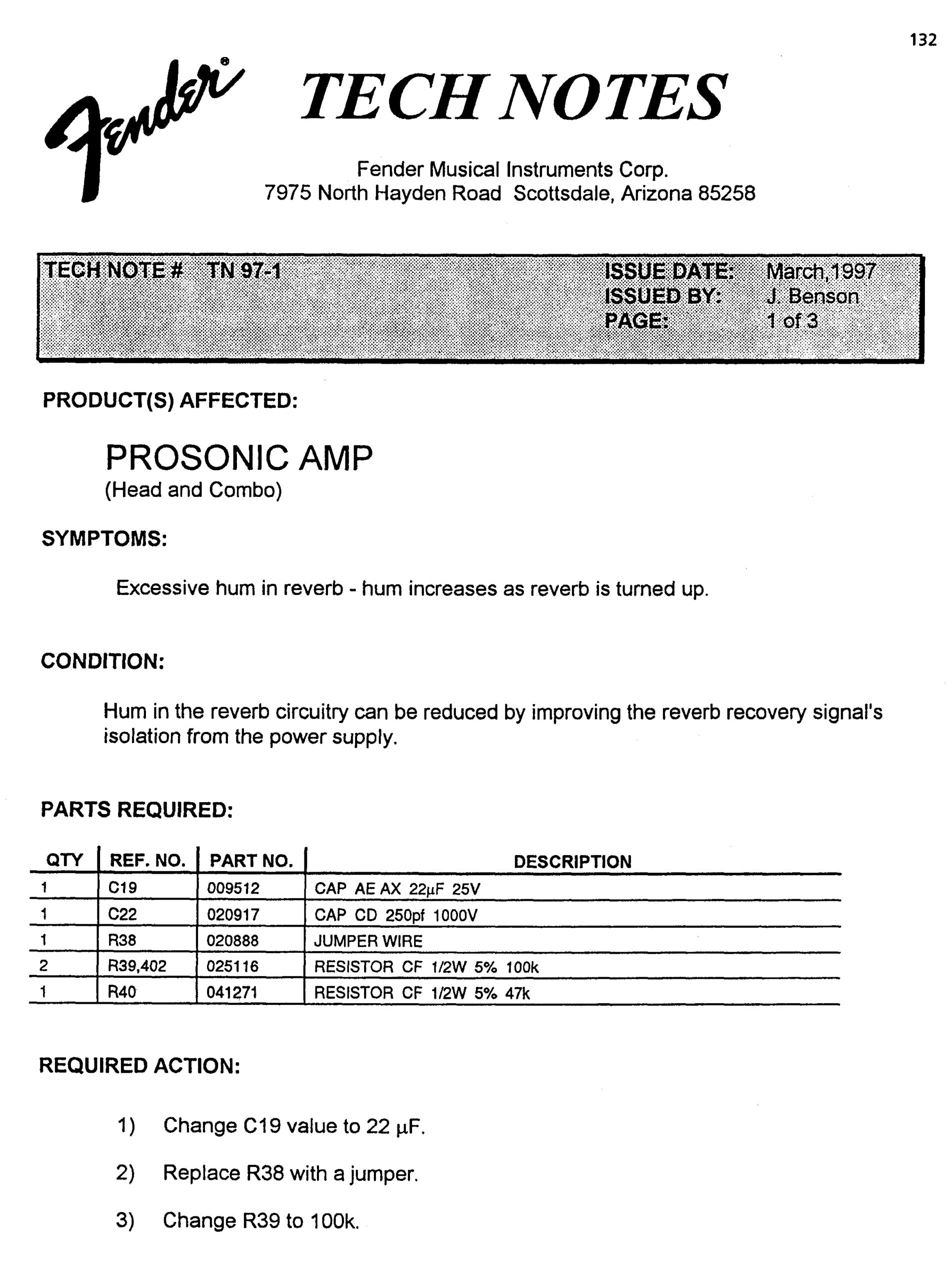 Fender Prosonic Hum tech note tn97-1 page 1